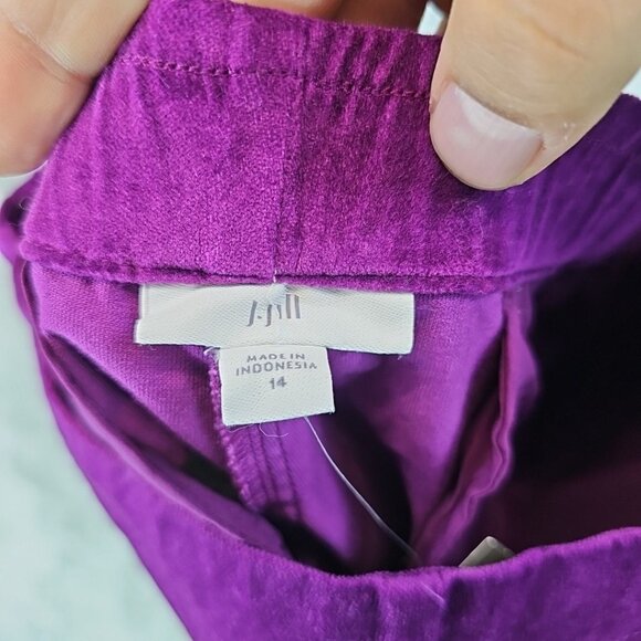 J. Jill Velvet Pants Womens Size 14 Purple Slim Fit Ankle Skinny Stretch NWT - Picture 3 of 13